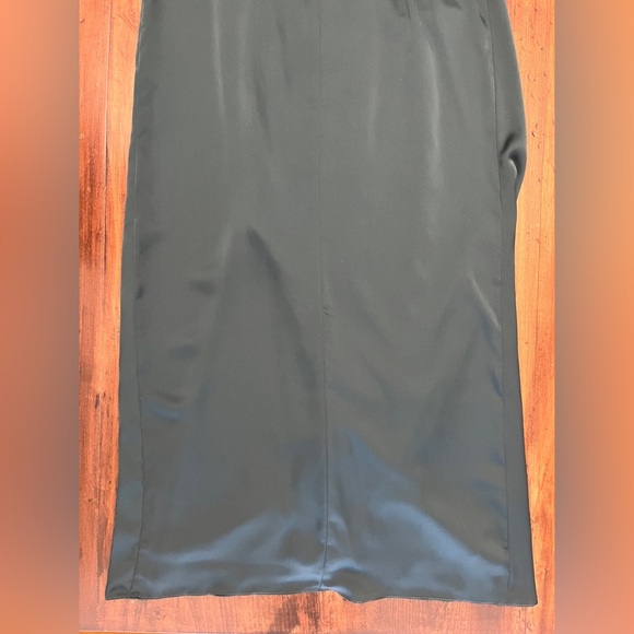 After Six Sleeveless Satin Faux Wrap Gown Size 2 Evergreen Mardi Gras Wedding - Picture 13 of 16